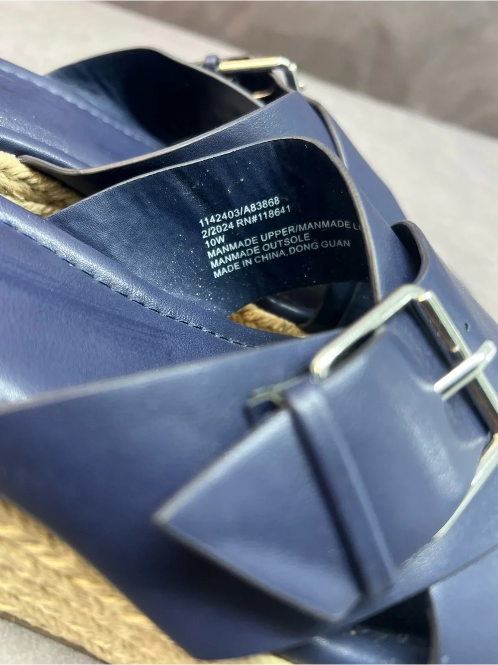 Lane Bryant Navy Espadrille Wedge Slide Sandals